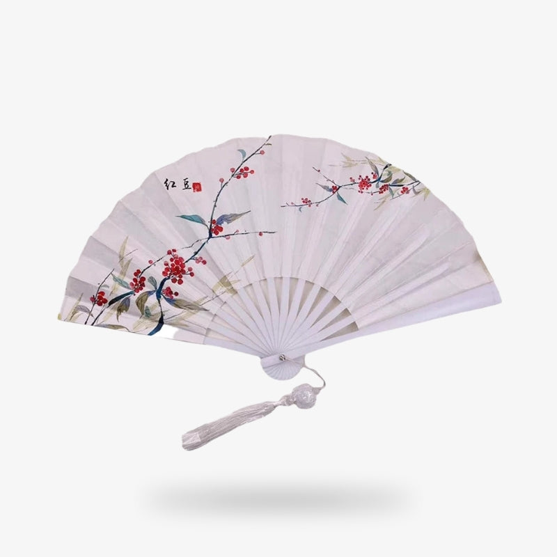 Abanico con Bayas Rojas - Borde Blanco