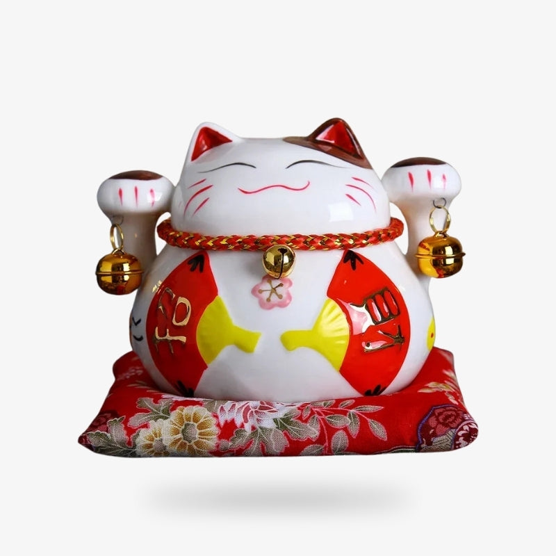 Gato Japonés con 2 Abanicos