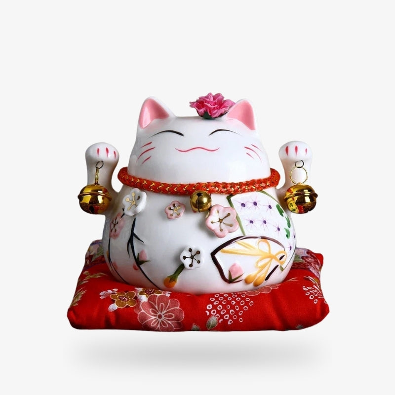 Gato Japonés con Flores