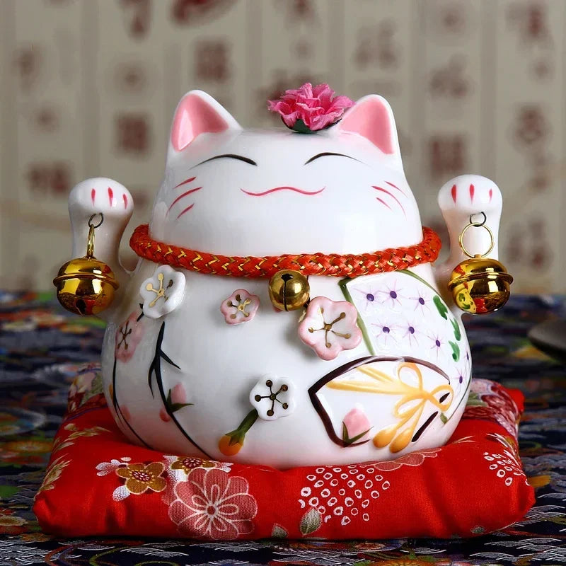 Gato Japonés con Flores