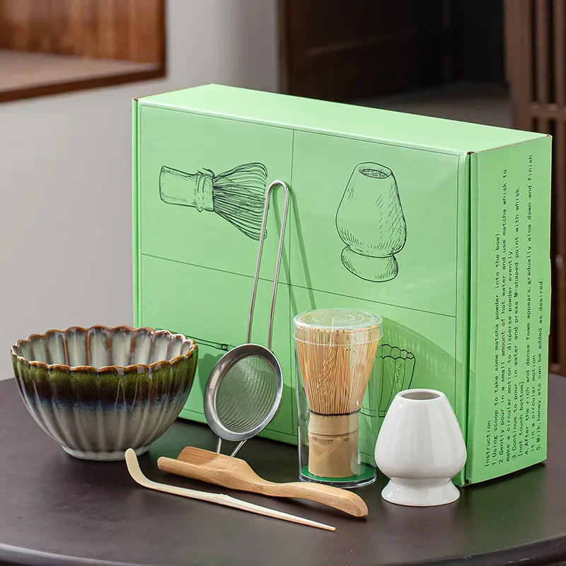 Kit de Té Matcha - 6 piezas - Verde Gris