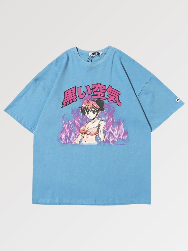 Camiseta Anime Oversize - Azul / M
