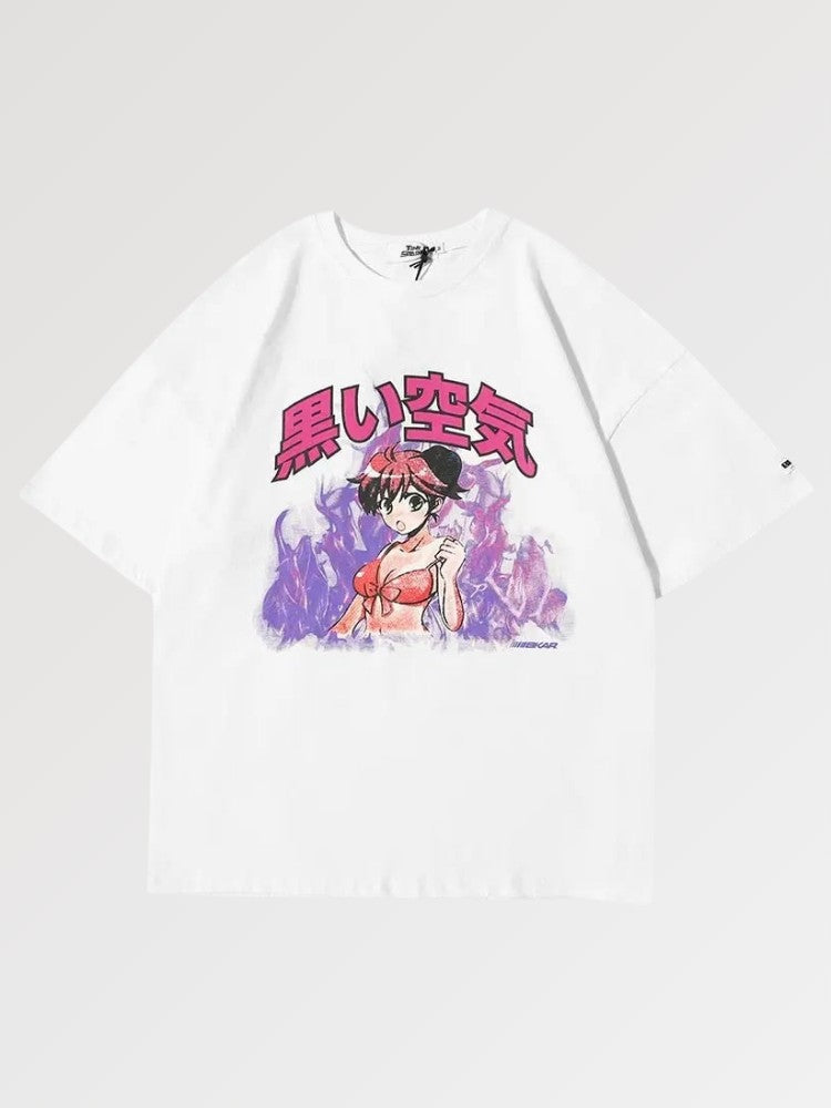 Camiseta Anime Oversize - Blanco / M