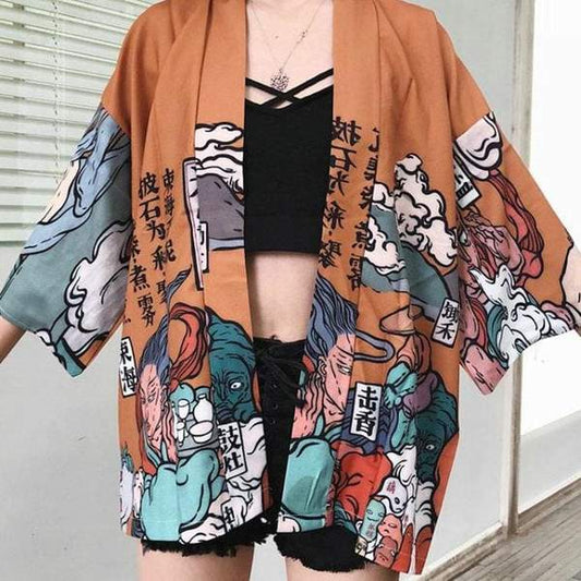 Kimono de Mujer Corto - Dibujos Japoneses