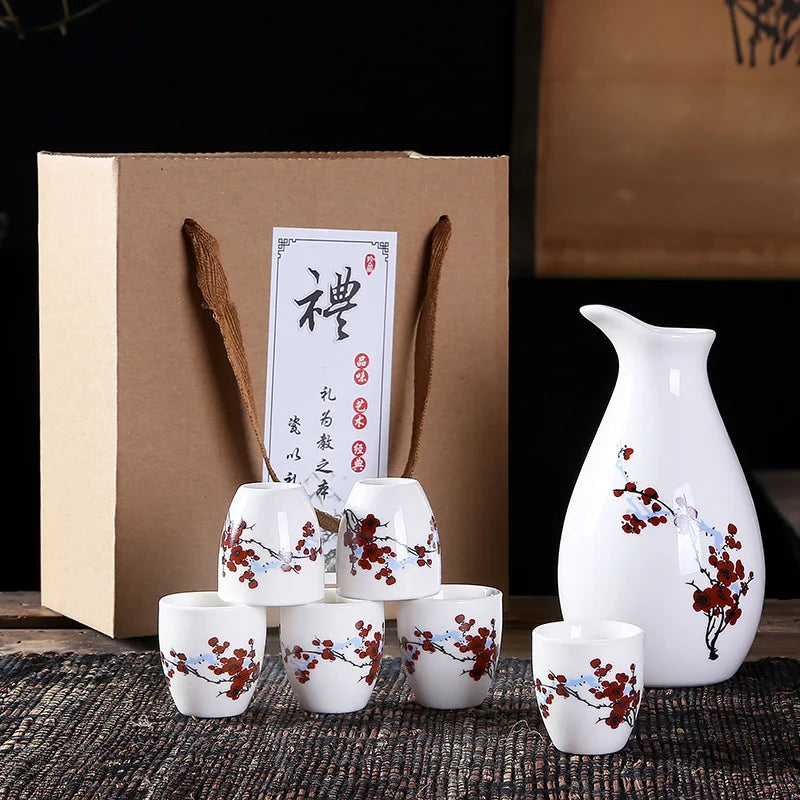 Kit Sake - Cerámica - Ciruelo Rojo en Flor
