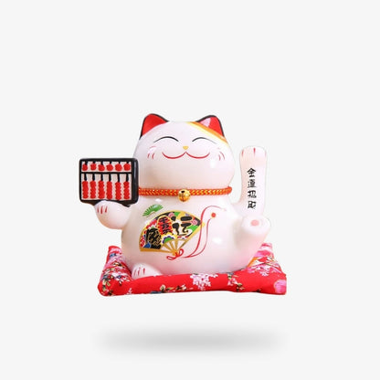 Maneki Neko con Abanico Grande y Pequeño