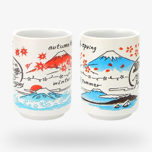 Taza de Té - Monte Fuji Rojo y Azul